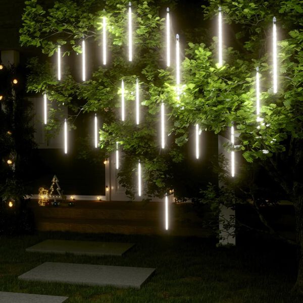 vidaXL Luzes meteoro 20 pcs 30 cm 480 luzes LED int./ext. branco frio