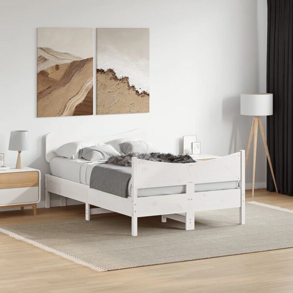 vidaXL Cama sem colch&atilde;o 120x190 cm madeira de pinho maci&ccedil;a branco
