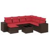 vidaXL Conjunto de sof&aacute; de jardim com 8 pe&ccedil;as e almofadas em rattan sint&eacute;tico marrom