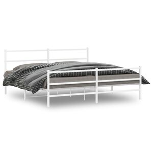vidaXL Estrutura de cama com cabeceira e p&eacute;s 183x213 cm metal branco