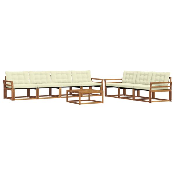 vidaXL Conjunto de Sof&aacute;s para Exterior 8 pcs Natural e Creme