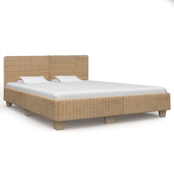 vidaXL Estrutura de cama artesanal em vime natural 180x200 cm