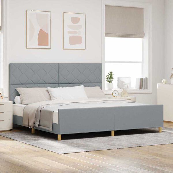 vidaXL Estrutura da Cama Cinzento-claro 200 x 200 cm tecido