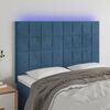 vidaXL Cabeceira cama c/ luzes LED veludo 144x5x118/128cm azul-escuro