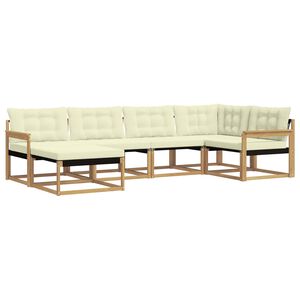 vidaXL Conjunto de Sof&aacute;s para Exterior 6 unid. Branco e Creme