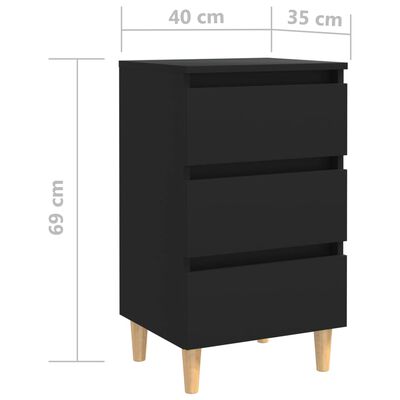 vidaXL Mesa de cabeceira c/ pernas de madeira 40x35x69 cm preto