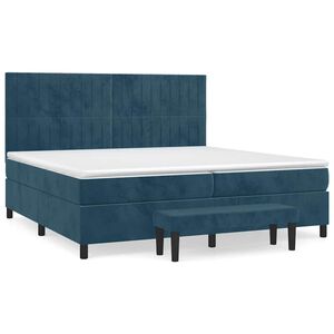 vidaXL Cama com molas/colch&atilde;o 200x200 cm veludo azul-escuro