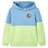 Sweatshirt para crian&ccedil;a com capuz azul e amarelo-claro 104