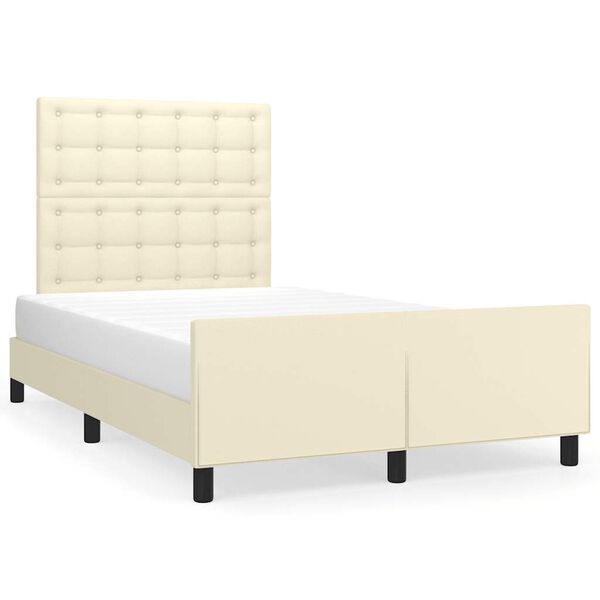 vidaXL Moldura de cama sem creme de colch&atilde;o 120x190 cm couro do falso