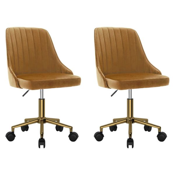 vidaXL Cadeiras de jantar girat&oacute;rias 2 pcs veludo castanho