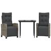 vidaXL 3 pcs conjunto de jantar p/ jardim c/ almofad&otilde;es vime PE cinza