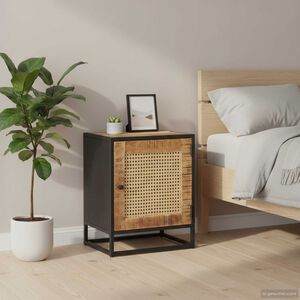 vidaXL Mesa de cabeceira 40x30x50cm mangueira &aacute;spera/palhinha natural