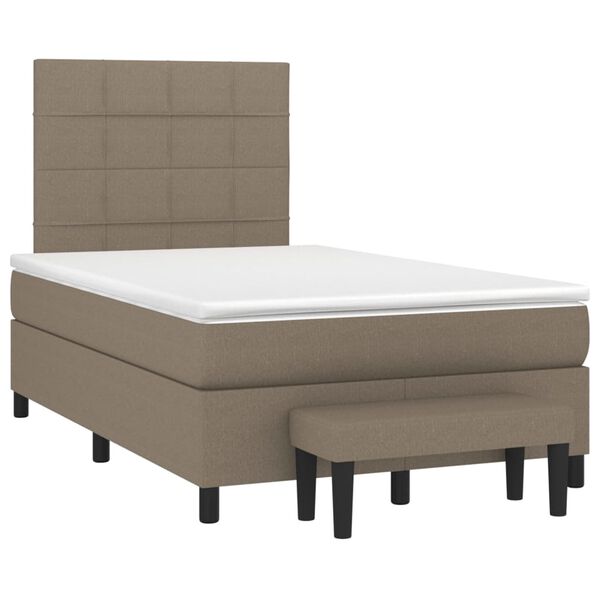 vidaXL Cama boxspring c/ colch&atilde;o 120x190cm tecido castanho-acinzentado