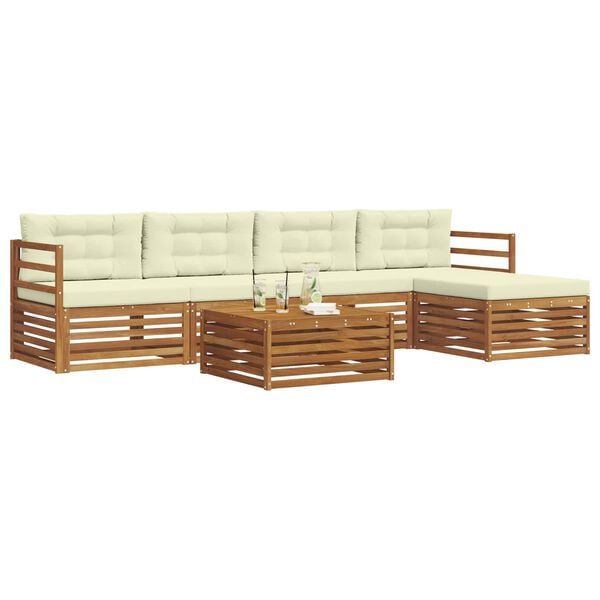 vidaXL Conjunto de Sof&aacute;s para Exterior 6 pcs Natural e Creme