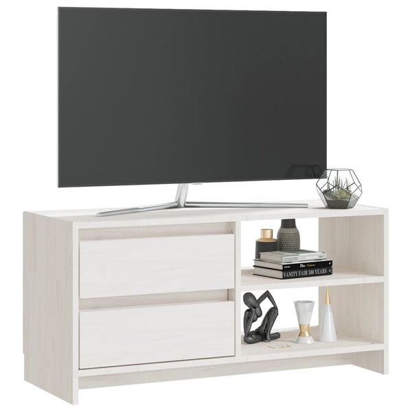vidaXL Móvel de TV 80x31x39 cm madeira de pinho maciça branco