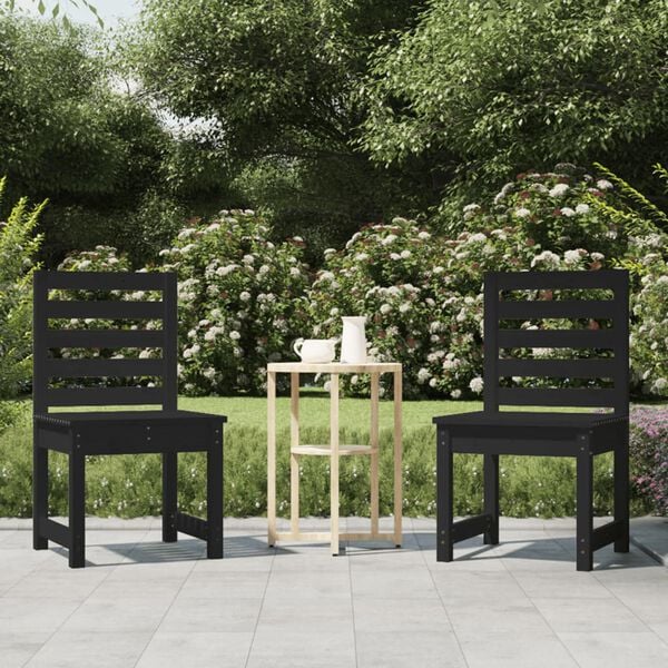 vidaXL Cadeiras de jardim 2 pcs 50x48x91,5 cm pinho maci&ccedil;o preto