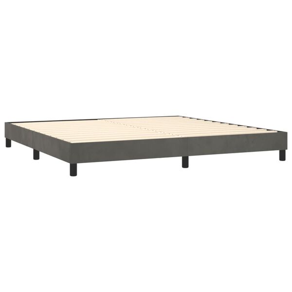 vidaXL Cama com molas/colch&atilde;o 200x200 cm veludo cinzento-escuro