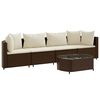 vidaXL 5 pcs conjunto sof&aacute;s p/ jardim c/ almofad&otilde;es vime PE castanho