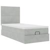 vidaXL Estrutura cama otomana colch&otilde;es 90x190 cm veludo cinzento claro