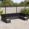 vidaXL Conjunto de Sof&aacute; de Jardim com almofada 10 pcs Preto Polirattan