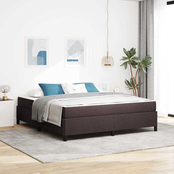 vidaXL Cama Box Marrom Escuro 180 x 200 cm tecido