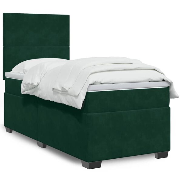 vidaXL Cama com molas/colch&atilde;o 80x200 cm veludo verde-escuro