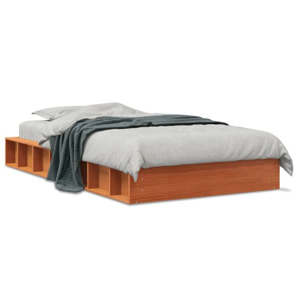 vidaXL Cama sem colch&atilde;o 90x200 cm pinho maci&ccedil;o castanho-mel