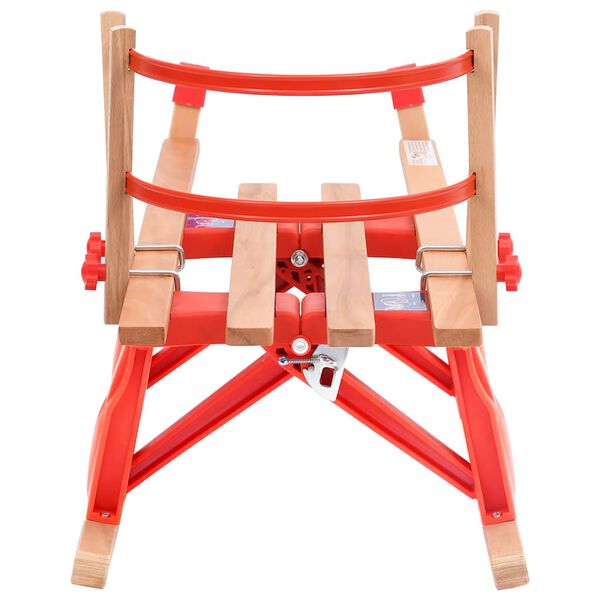 vidaXL Trenó de neve dobrável com encosto 119 cm madeira