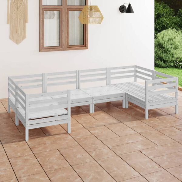 vidaXL 6 pcs conjunto lounge de jardim pinho maci&ccedil;o branco