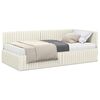 vidaXL Estrutura de Cama de Canto com Colch&atilde;o 2 unid. Creme Veludo