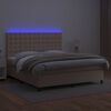 vidaXL Cama box spring c/colch&atilde;o/LED 160x200cm couro artif. cappuccino