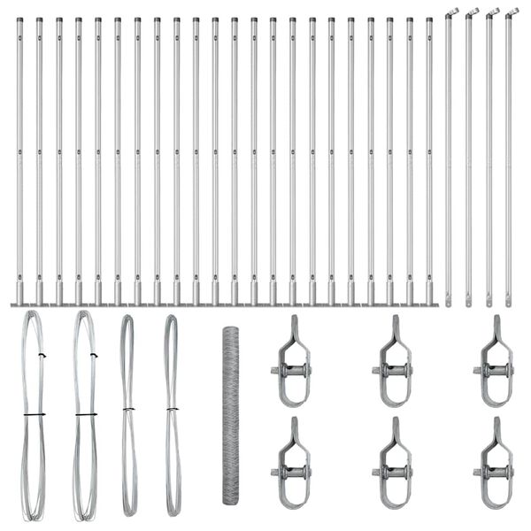 vidaXL Poste de Cerca Prateado 50 x 1,5 m (malha de 36 mm) A&ccedil;o