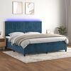 vidaXL Cama box spring c/ colch&atilde;o/LED 200x200 cm veludo azul-escuro