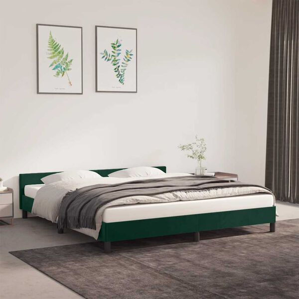 vidaXL Estrutura de cama sem colch&atilde;o 160x200 cm veludo verde-escuro