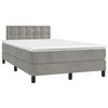 vidaXL Cama box spring c/ colch&atilde;o/LED 120x200 cm veludo cinzento-claro