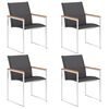 vidaXL Cadeiras de jardim 4 pcs textilene e a&ccedil;o inoxid&aacute;vel cinzento