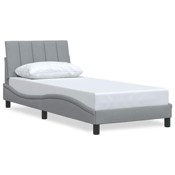 vidaXL Estrutura de cama sem colch&atilde;o Hanko 90x190 cm tecido cinzento-claro