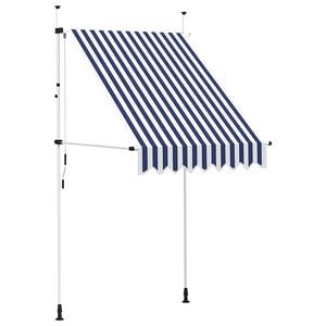 vidaXL Toldo retr&aacute;til manual 150 cm riscas azuis e brancas