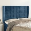 vidaXL Cabeceira cama c/ abas veludo 147x23x118/128 cm azul-escuro