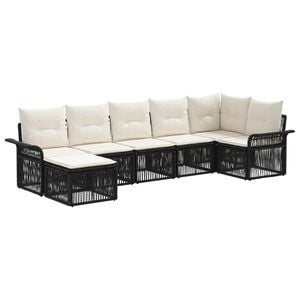 vidaXL Conjunto de Sof&aacute; de Jardim 7 unid. 7 lugar Preto vime PE