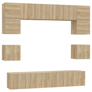 vidaXL Conjunto m&oacute;veis de TV 8 pcs madeira processada carvalho sonoma