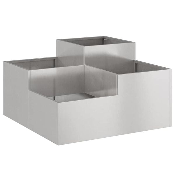 vidaXL Vaso de Jardim Prateado 80 x 80 x 48 cm A&ccedil;o inoxid&aacute;vel