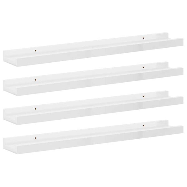 vidaXL Prateleiras de parede 4 pcs 60x9x3 cm branco brilhante