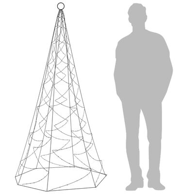 vidaXL Árvore de Natal mastro de bandeira 200 LEDs 180cm branco quente