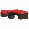 vidaXL Conjunto de sof&aacute; de jardim com 11 pe&ccedil;as e almofadas em rattan sint&eacute;tico marrom