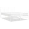 vidaXL Estrutura de cama com cabeceira e p&eacute;s 140x190 cm metal branco