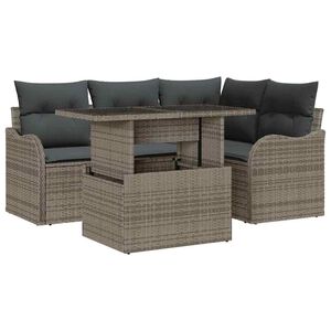vidaXL Conjunto de Sof&aacute; de Jardim 5 unid. Cinzeto
