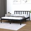 vidaXL Estrutura de cama king 150x200 cm pinho maci&ccedil;o preto
