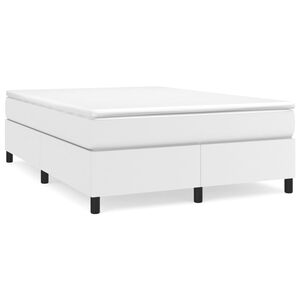 vidaXL Estrutura de cama com molas 140x200 cm couro artificial branco