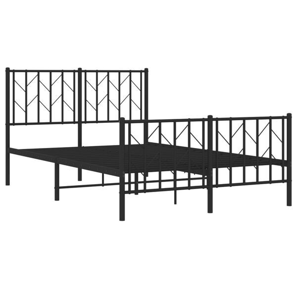 vidaXL Estrutura de cama com cabeceira e p&eacute;s 120x190 cm metal preto
